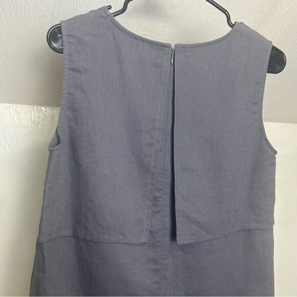 Anthropologie Kestan Alton Gray Sleeveless Organic Cotton Linen Blend Dress - Picture 6 of 14